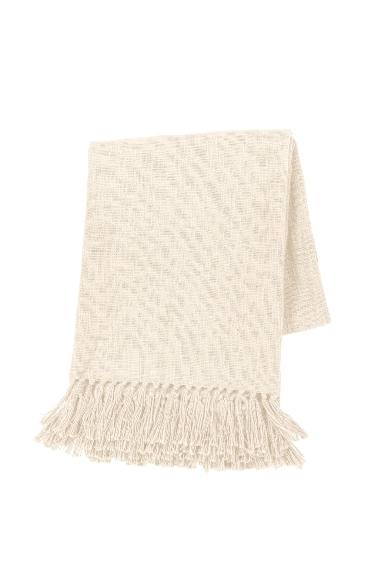 Plaid Cotton Slub 130 x 160cm, Ivory