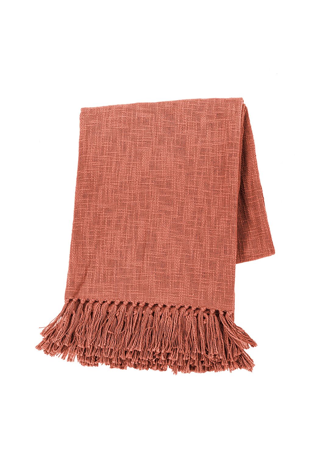 Plaid Cotton Slub 130 x 160cm, Rust