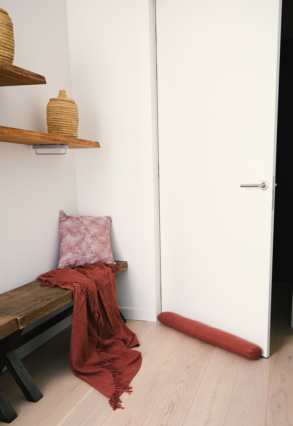 Plaid Cotton Slub 130 x 160cm, Rust