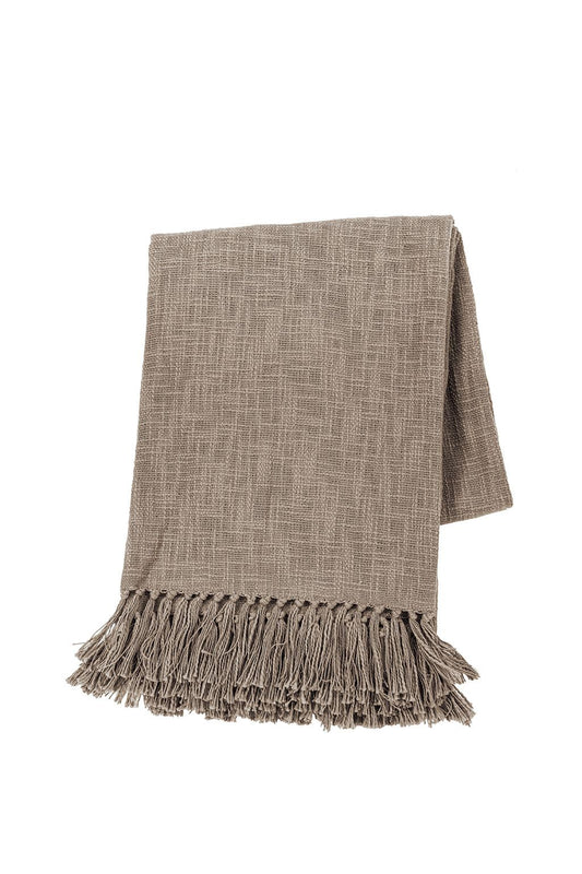 Plaid Cotton Slub 130 x 160cm, Taupe